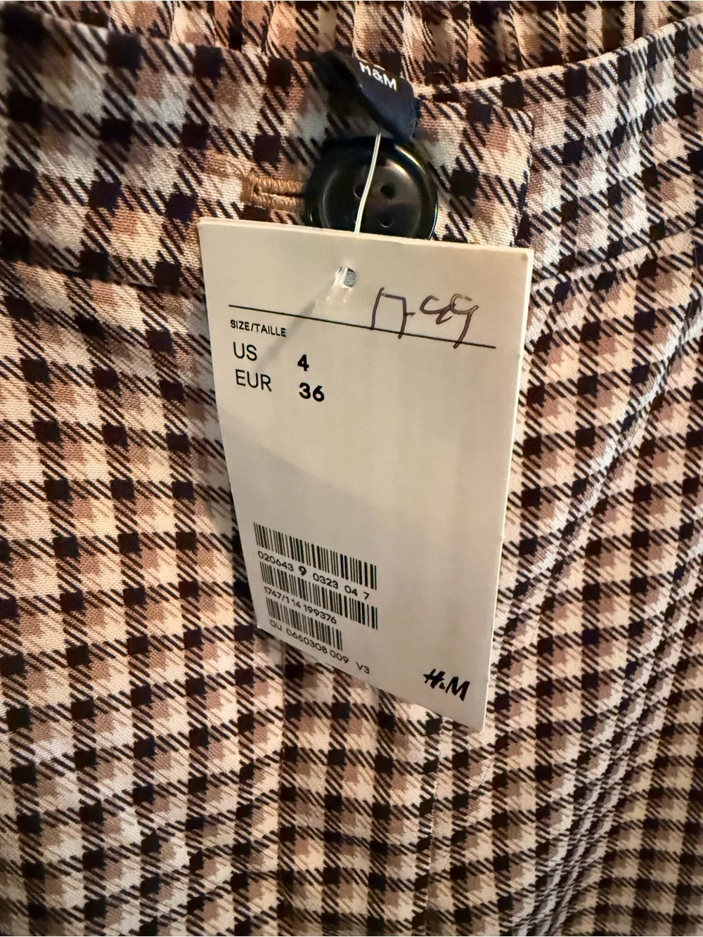H&M Black & White Checked Dress Trousers